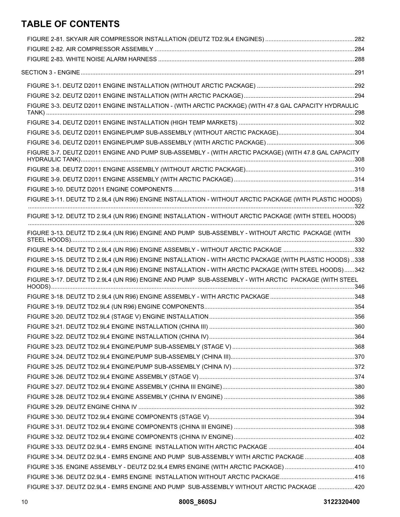 JLG 800S 860SJ Boom Lift Parts Catalog Manual