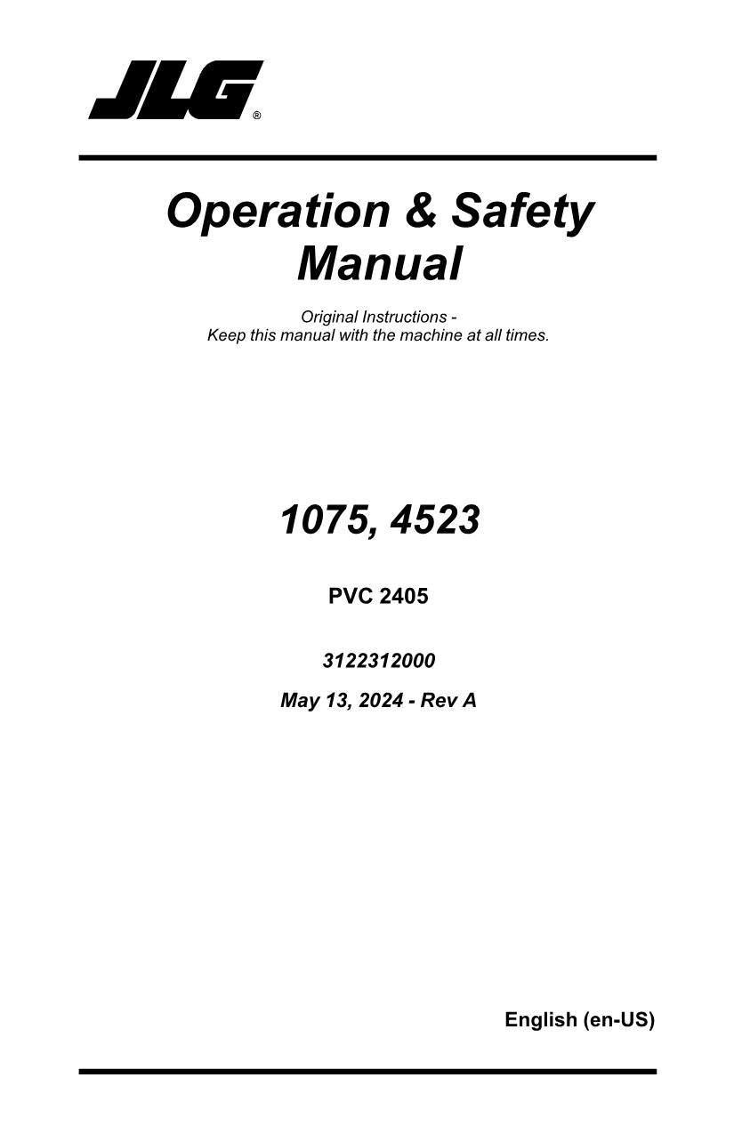 JLG 1075 4523 Telehandler Maintenance Operation Operators Manual 3122312000