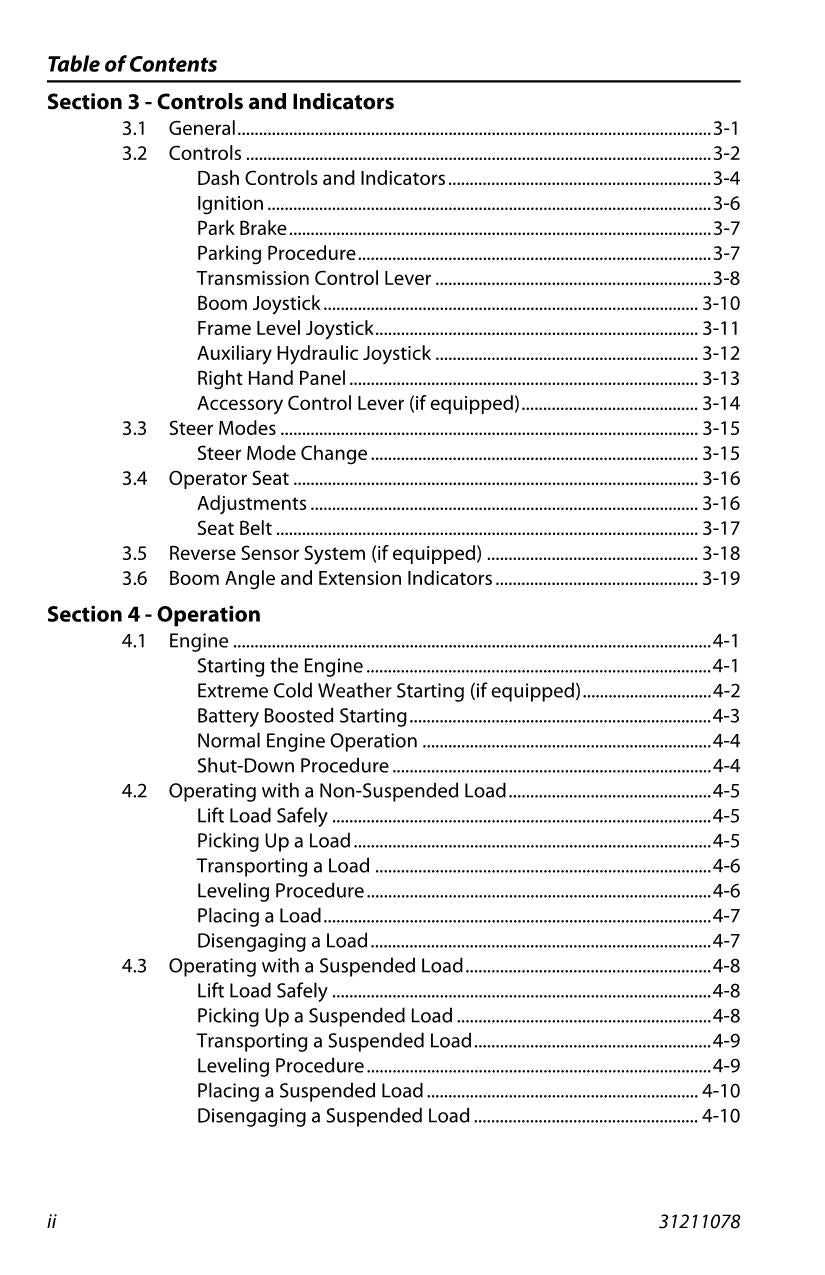 JLG G15-44A Telehandler Maintenance Operation Operators Manual