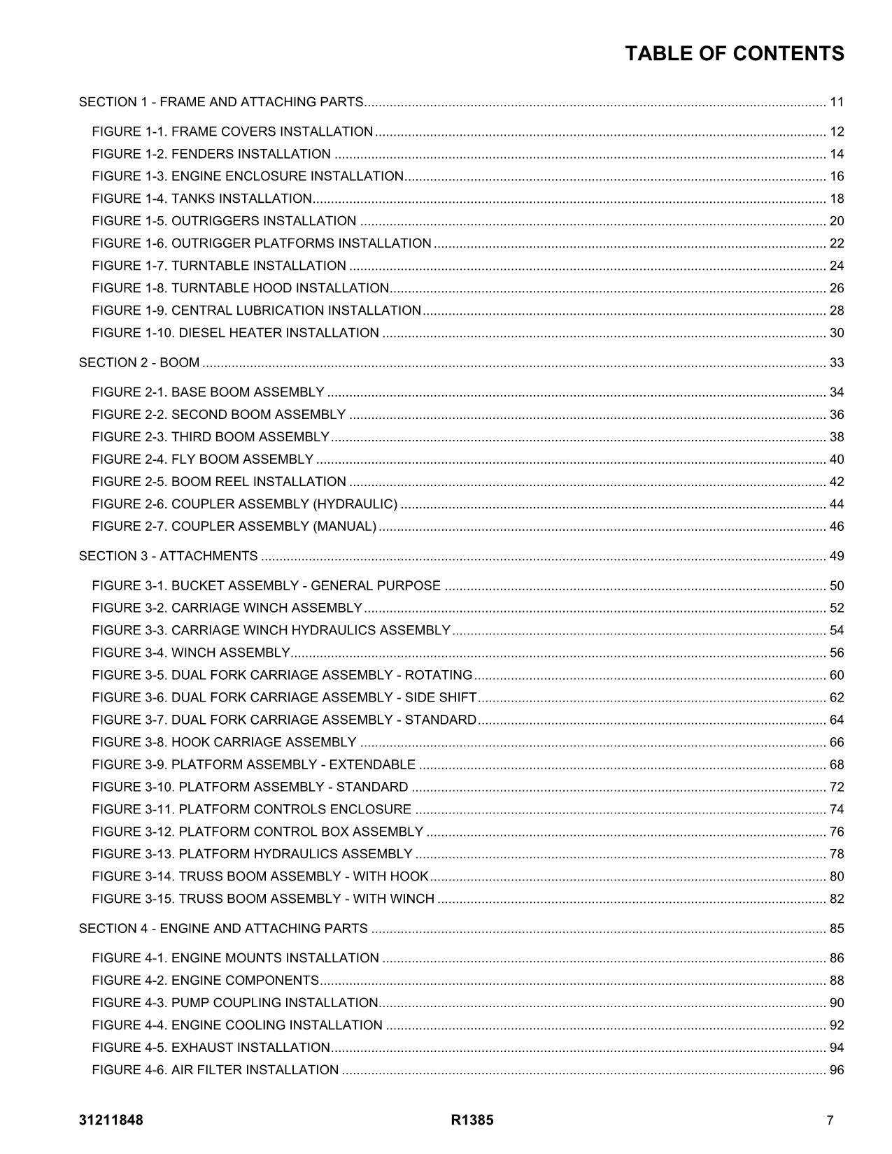 JLG R1385 Telehandler Parts Catalog Manual