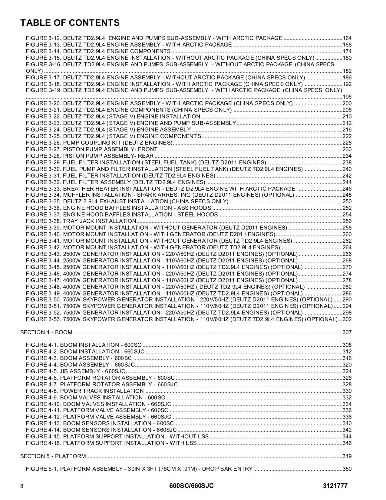 JLG 600SC 600SJC Boom Lift  Parts Catalog Manual