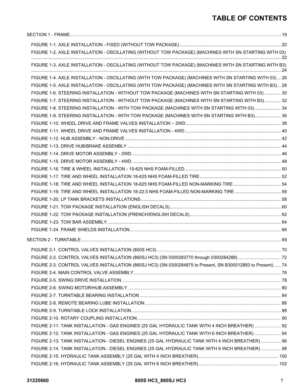 JLG 800S HC3 860SJ HC3 Boom Lift Parts Catalog Manual 31220660