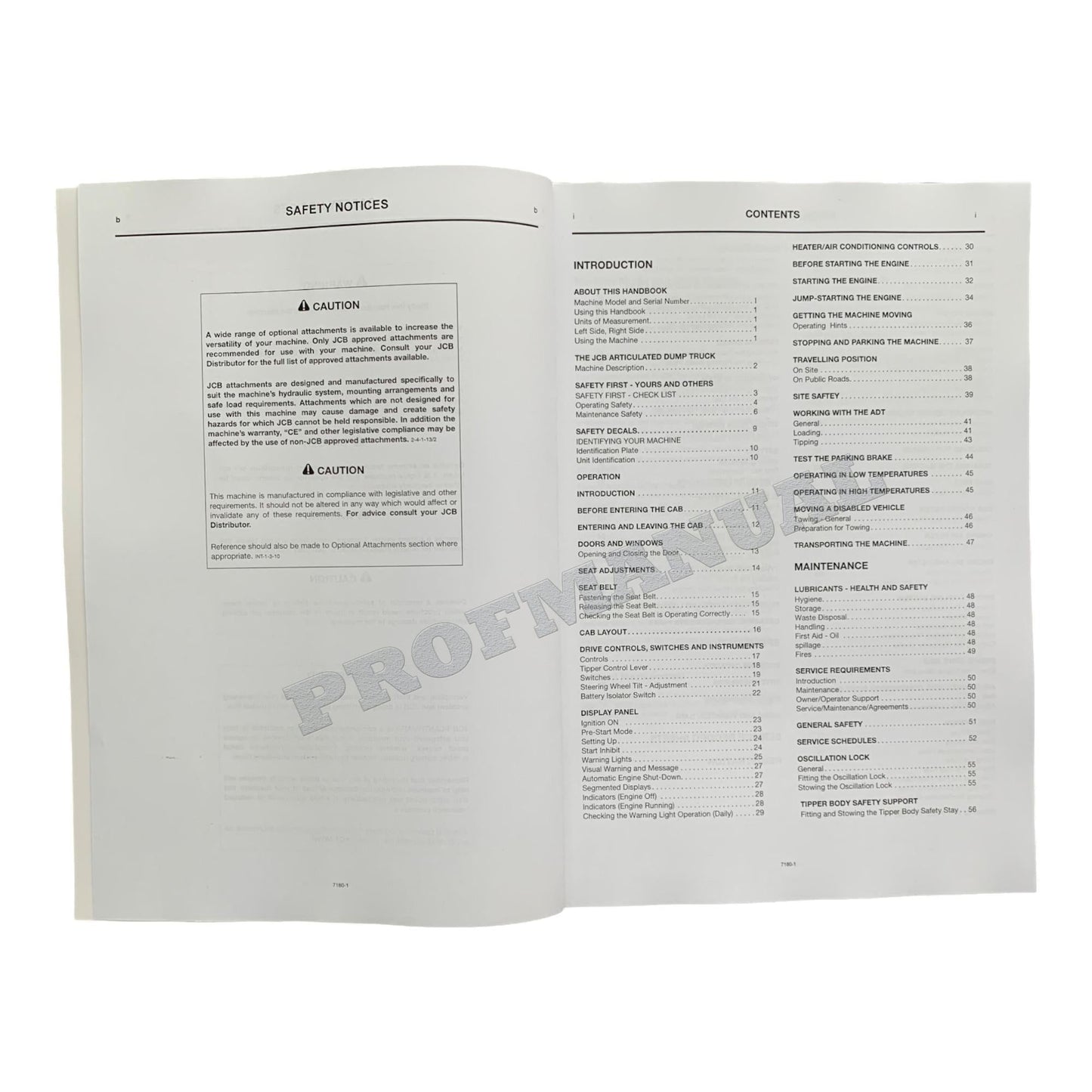 JCB 722 ARTICULATED DUMP TRUCK Operators Manual