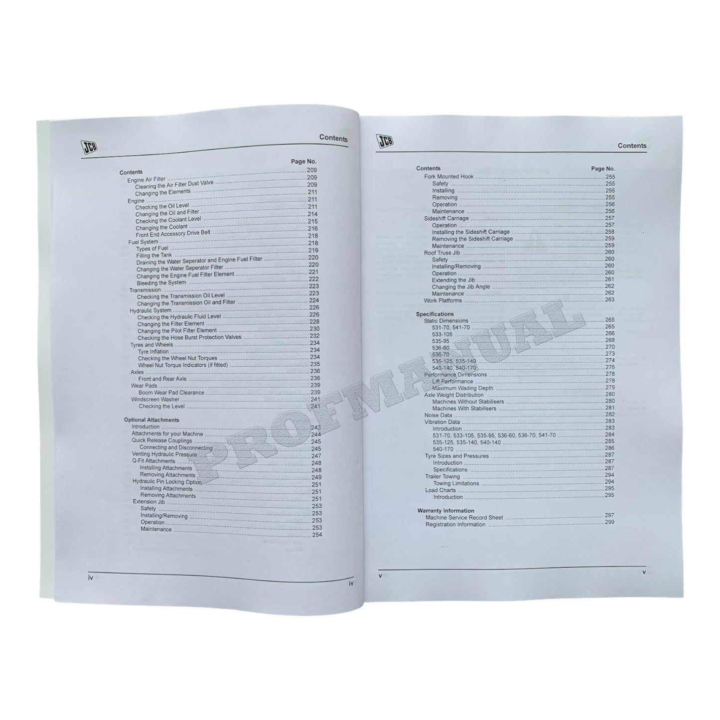 JCB 536-60 536-70 540-140 540-170 541-70 Telescopic Handler Operators Manual