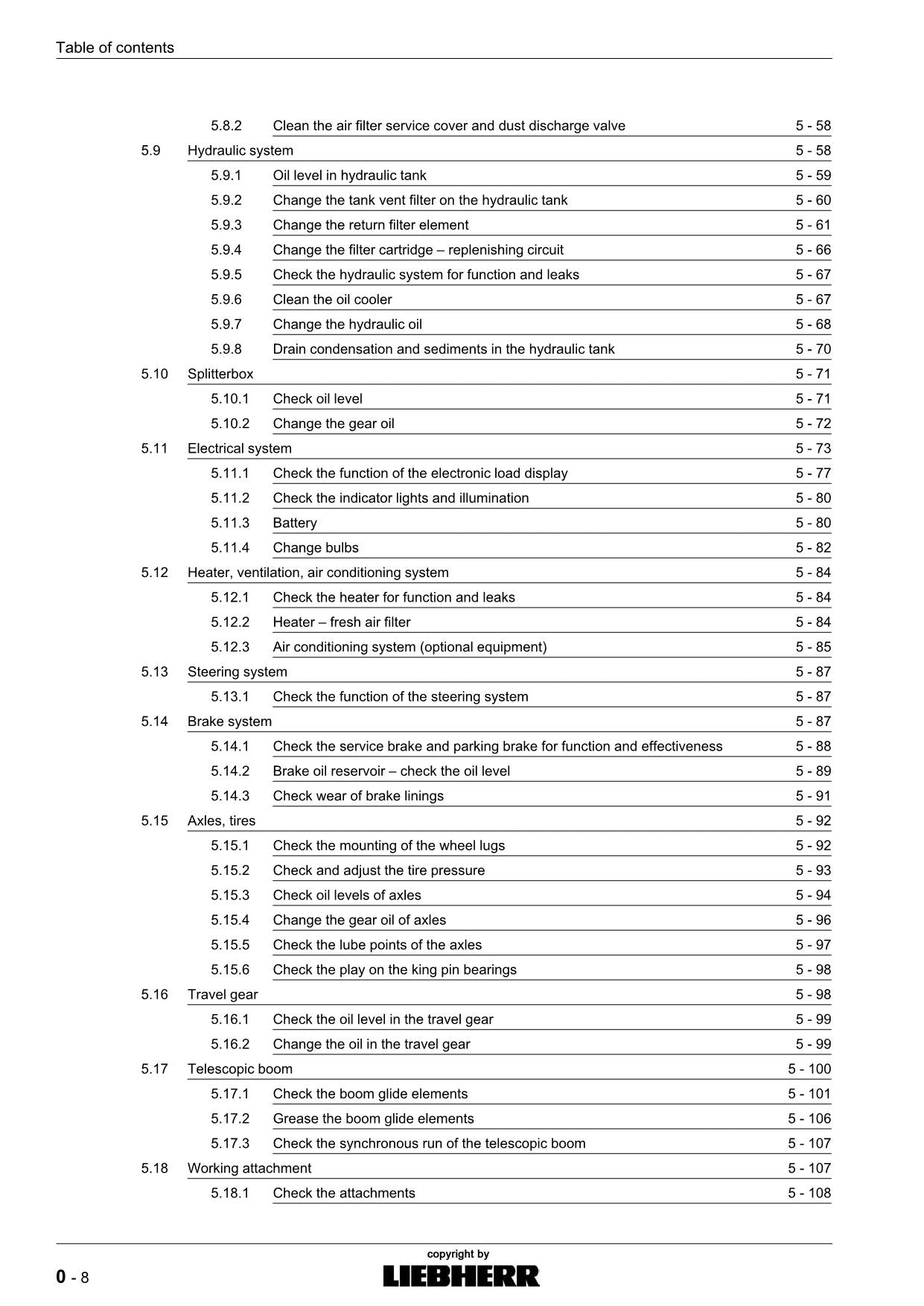 Liebherr TL435 - 13 Telescopic handler Operators manual