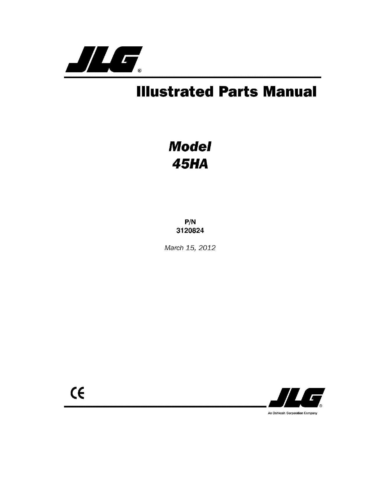 JLG 45HA Boom Lift Parts Catalog Manual