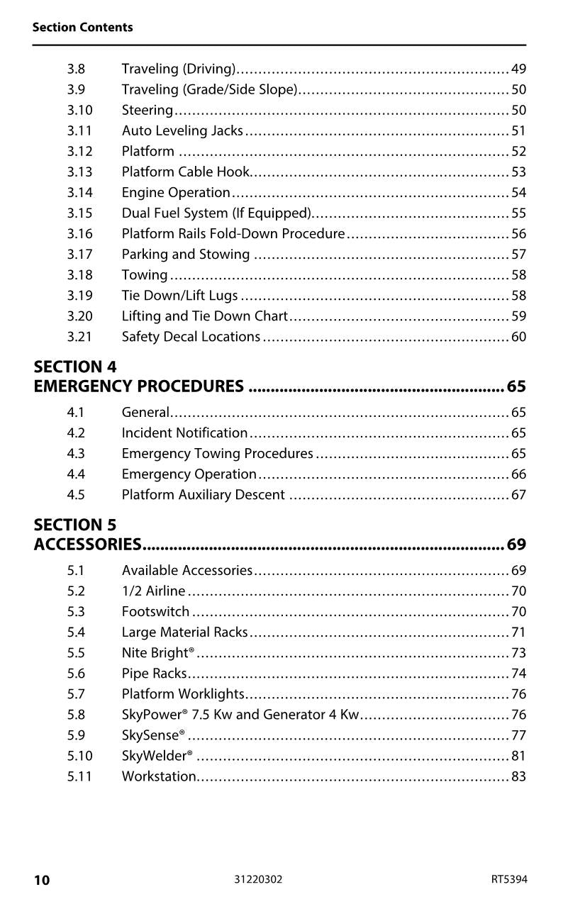 JLG RT5394 Scissor Lift Maintenance Operation Operators Manual 31220302