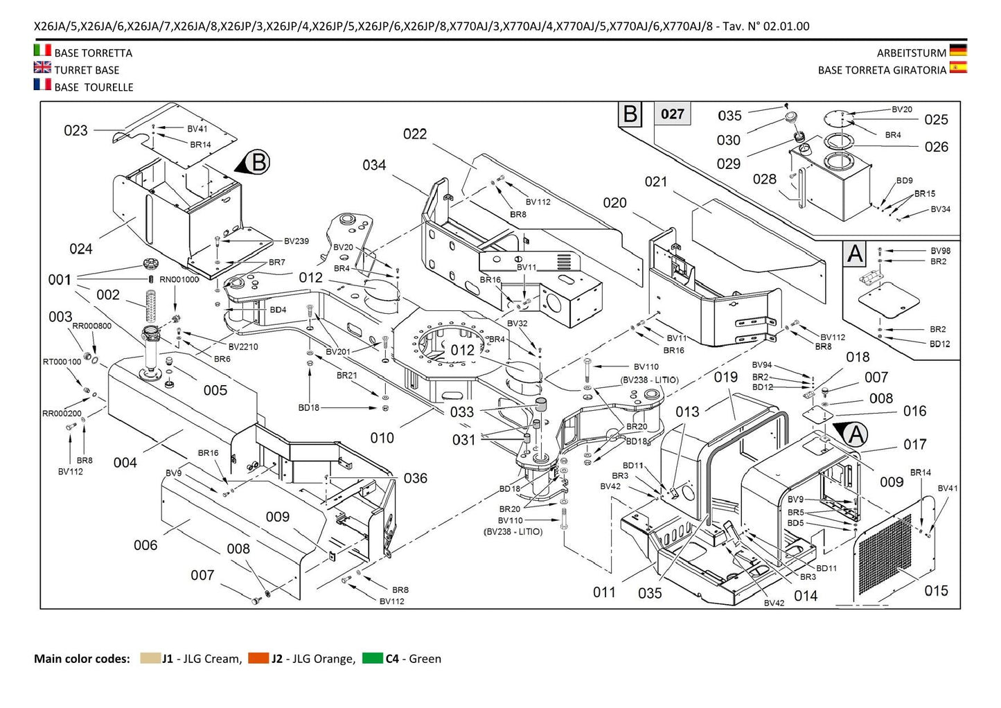 JLG X26JP X770AJ Compact Crawler Boom Parts Catalog Manual C170001399 to Present