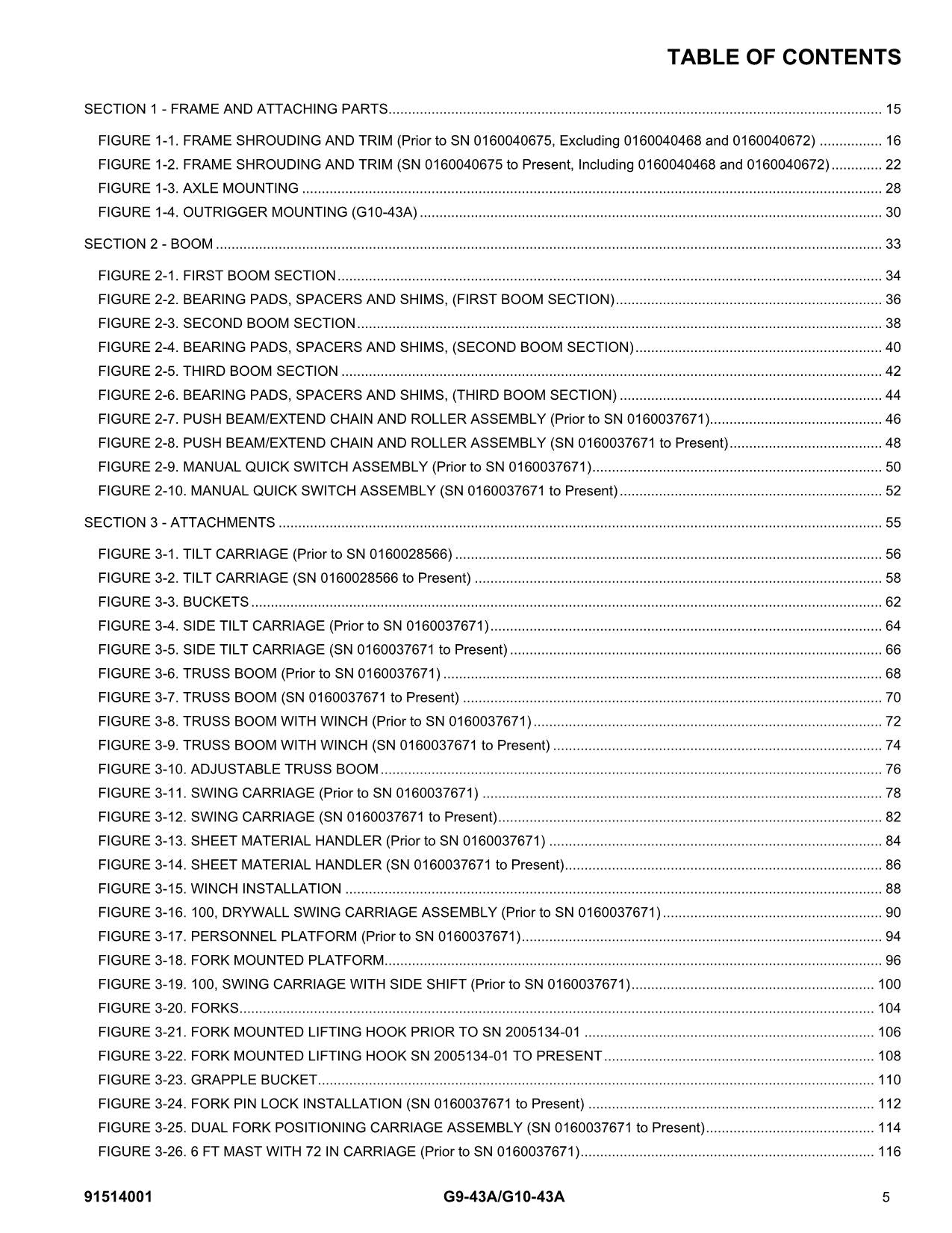 JLG G10-43A G9-43A Telehandler Parts Catalog Manual