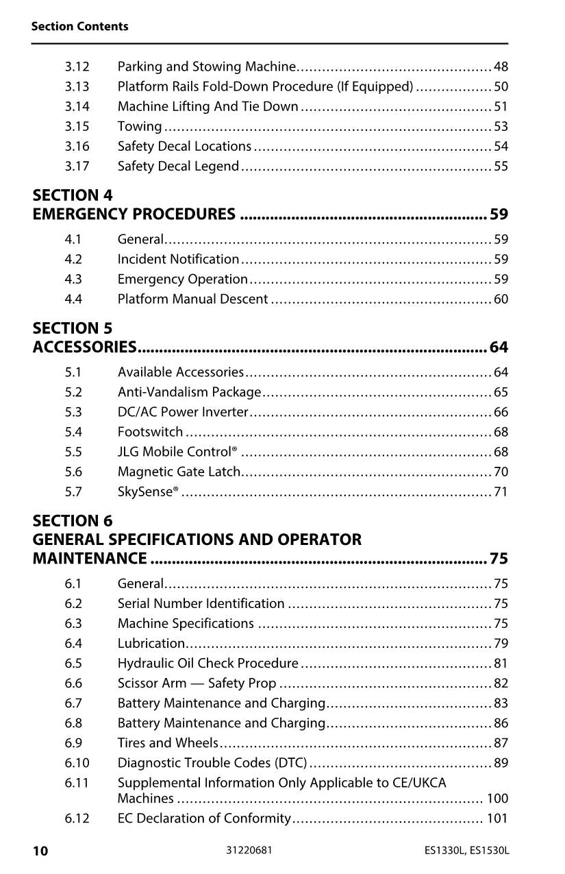 JLG ES1330L ES1530L Scissor Lift Maintenance Operation Operators Manual 31220681