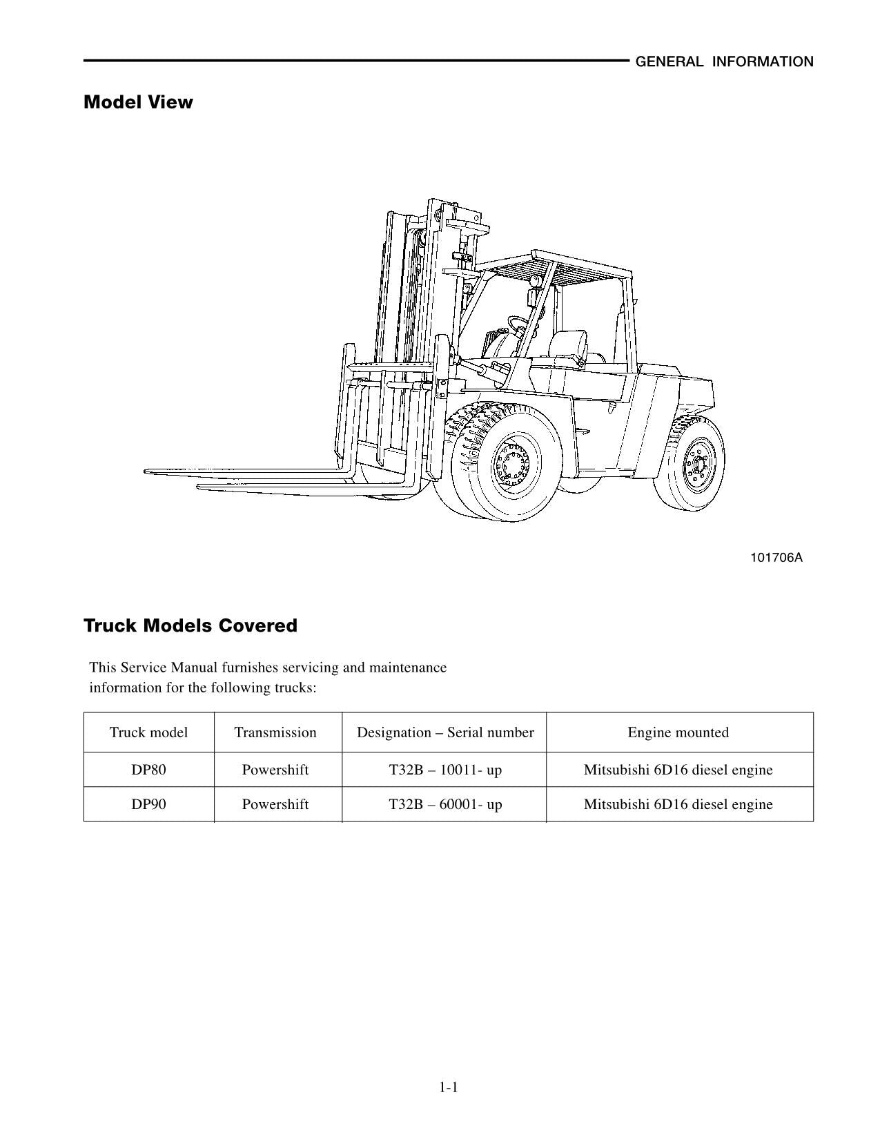 Caterpillar Forklift Lift Trucks DP80 DP90 Chassis Mast Service Manual