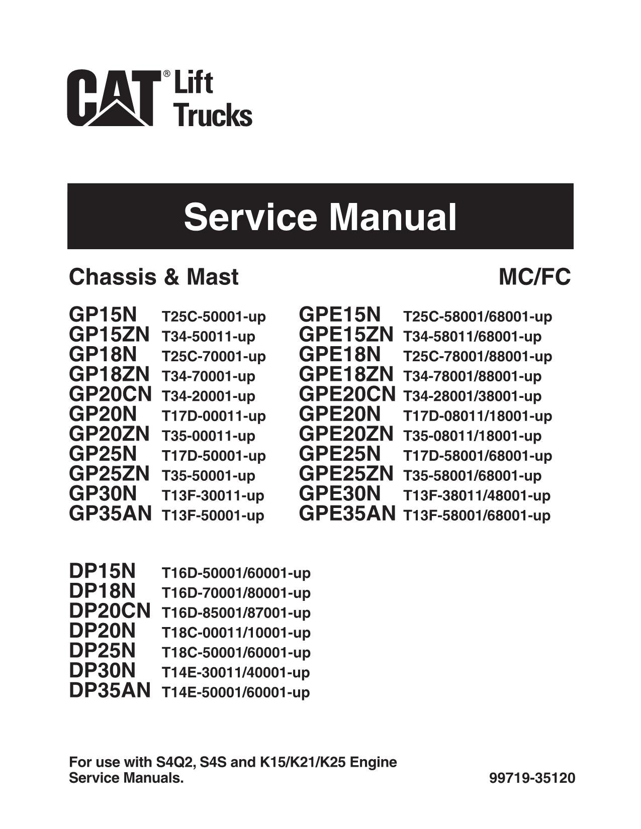 Caterpillar Lift Truck GPE20CN GPE25N GPE30N GPE35AN Service Manual