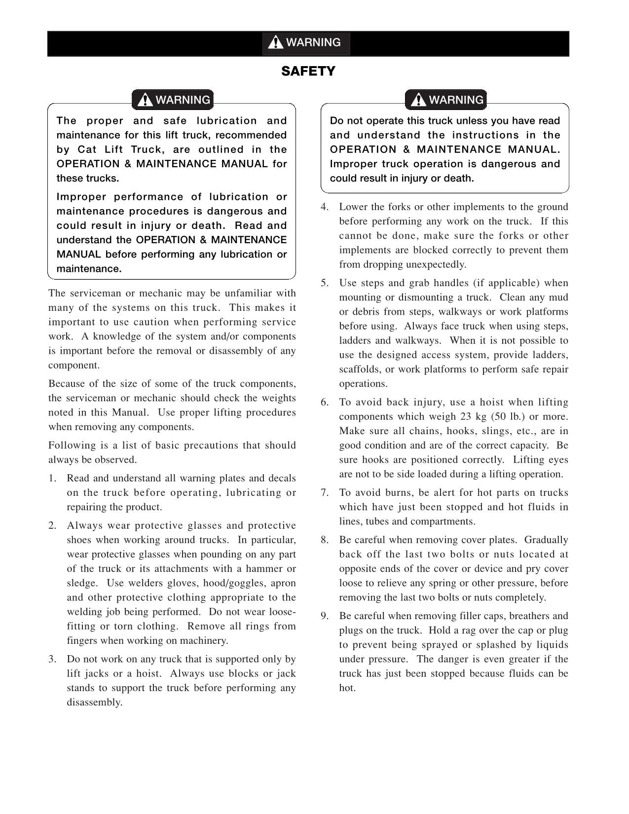 Caterpillar Lift Truck GP30N GP35N DP15N DP18N DP20CN DP20N DP25N DP30N Service Manual