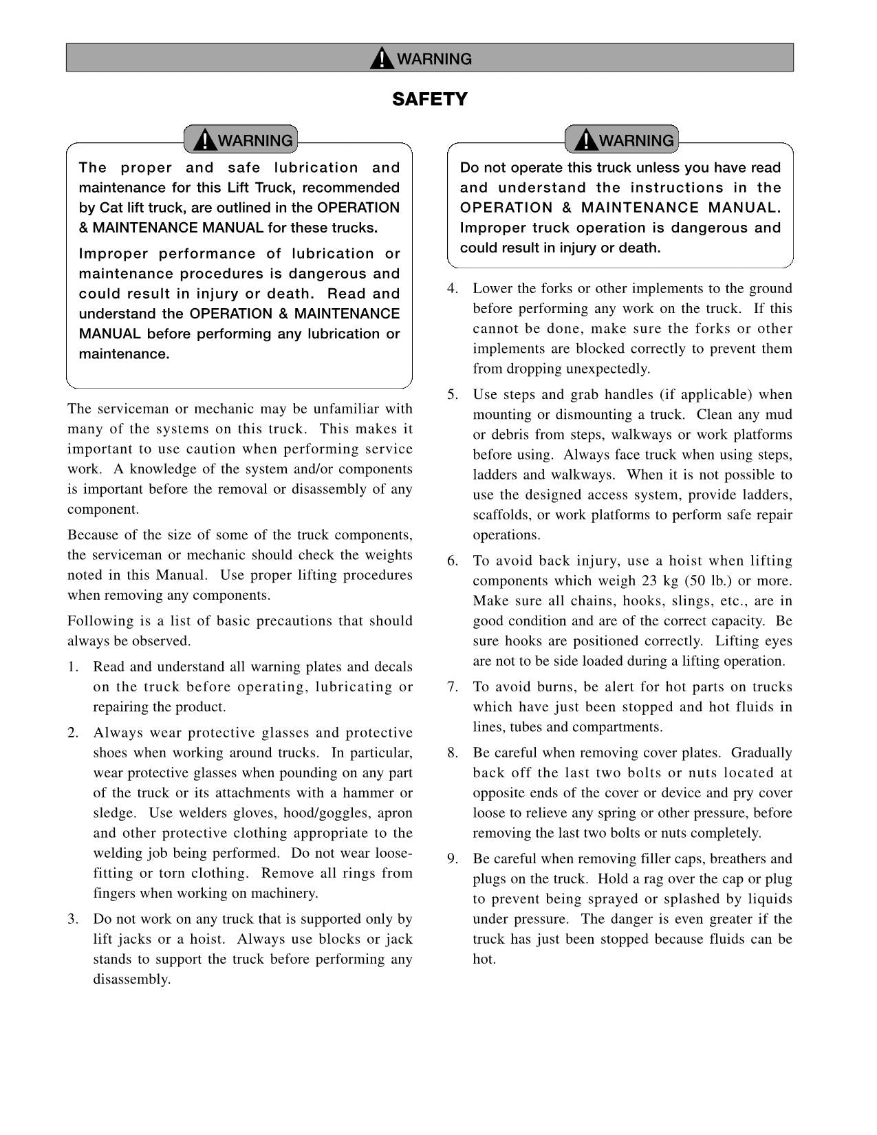 Caterpillar Lift Truck GC20N GC25N GC28N GC30N Option Service Manual