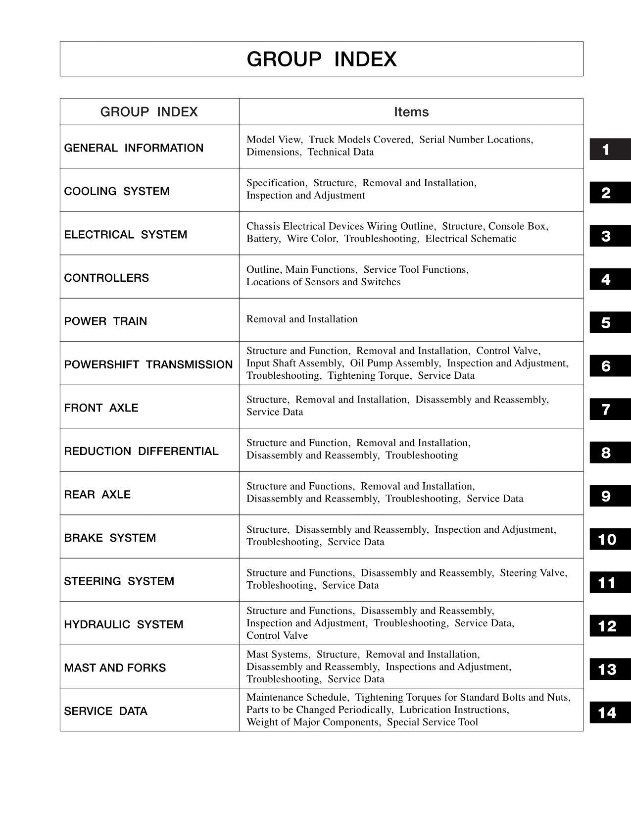 Caterpillar GC20N GC25N GC28N GC30N GC33N Chassis Mast Options Service Manual