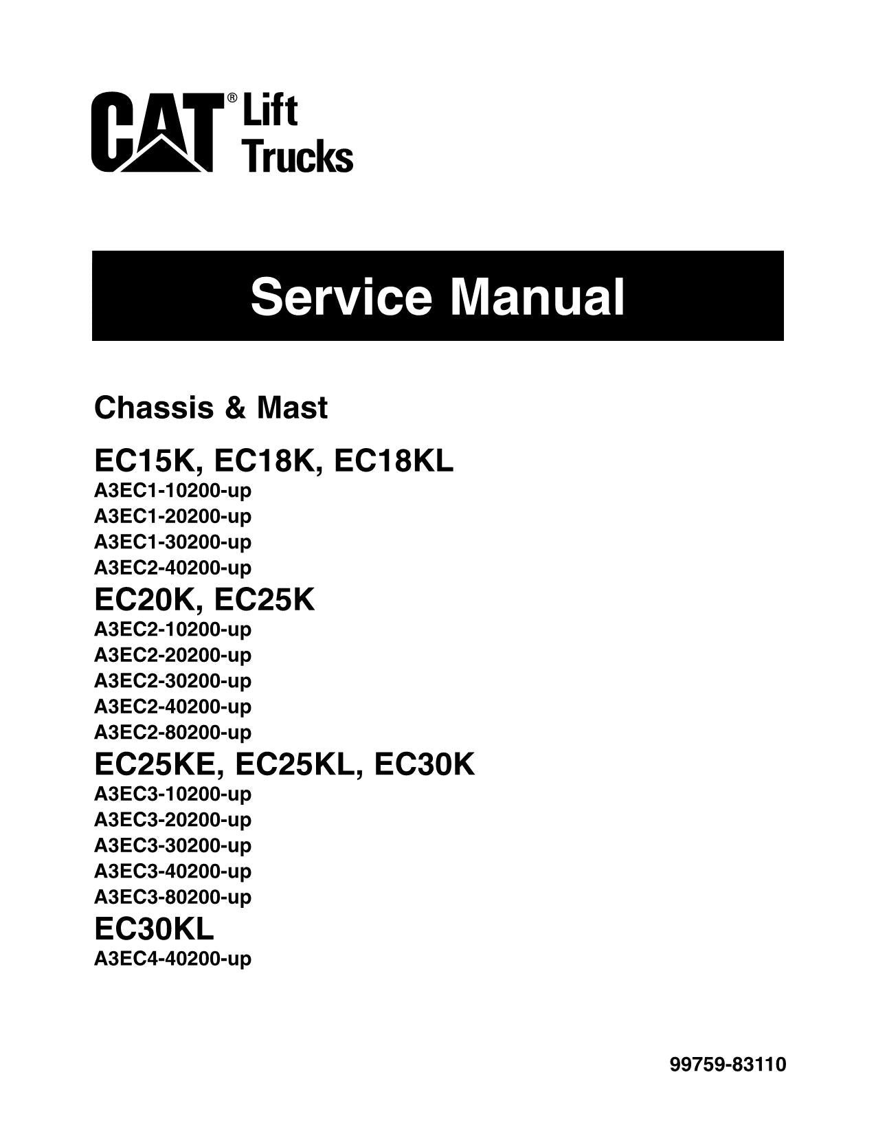 Caterpillar Lift Truck EC30K EC30KL Service Manual