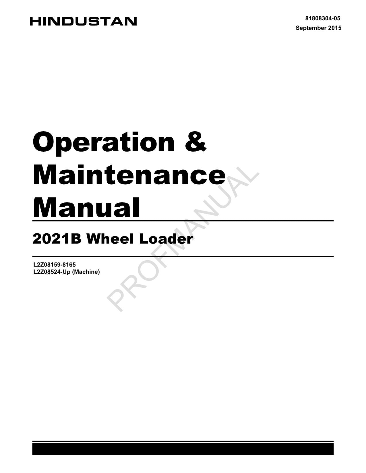 Caterpillar 2021B Wheel Loader Operators Maintenance Manual