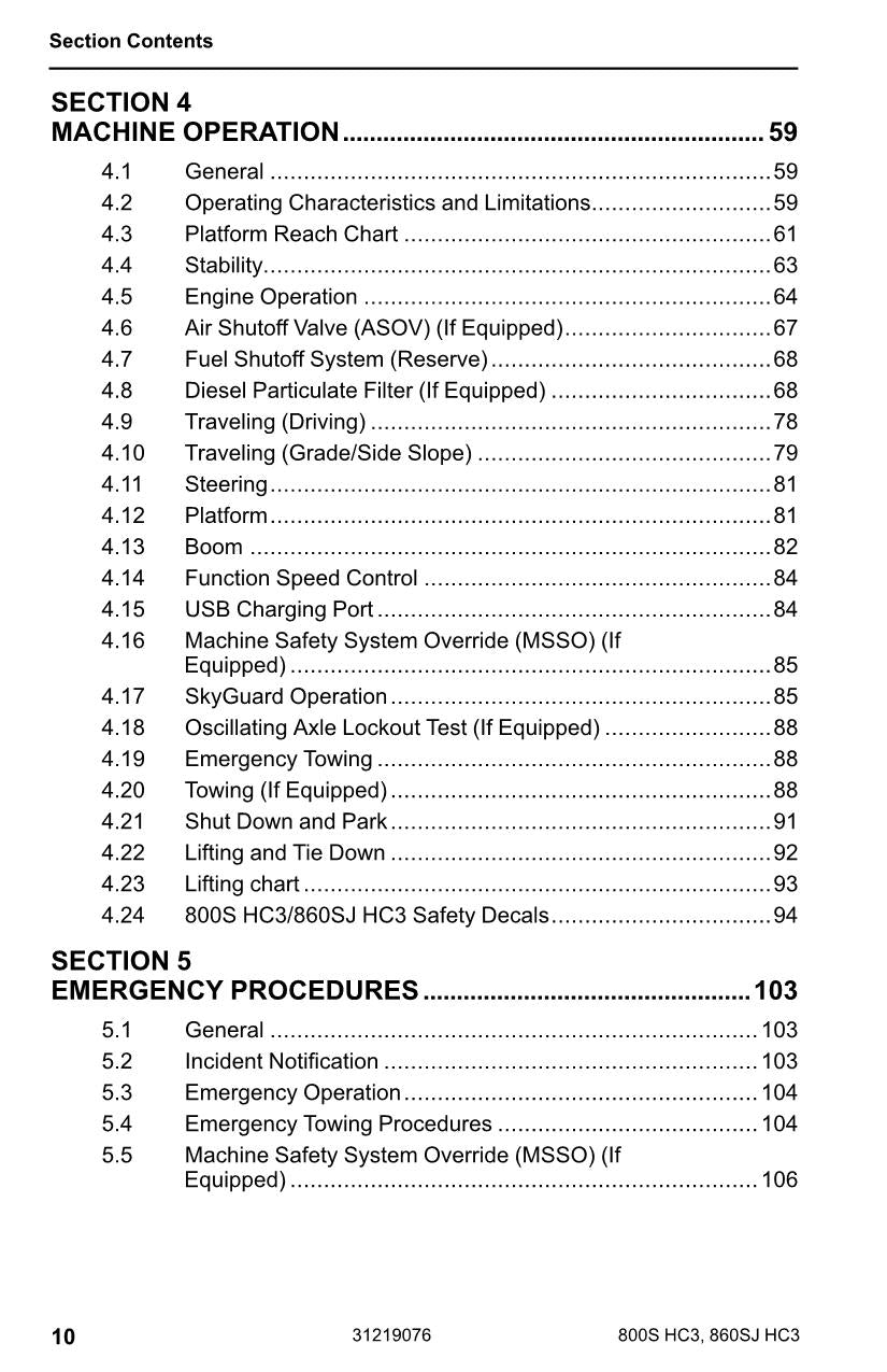 JLG 800S HC3 860SJ HC3 Boom Lift Maintenance Operation Operators Manual 31219076