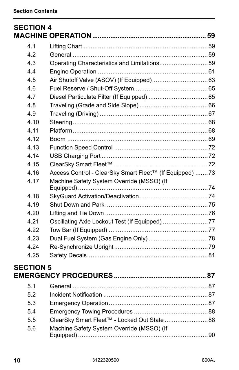 JLG 800AJ Boom Lift Maintenance Operation Operators Manual 3122320500