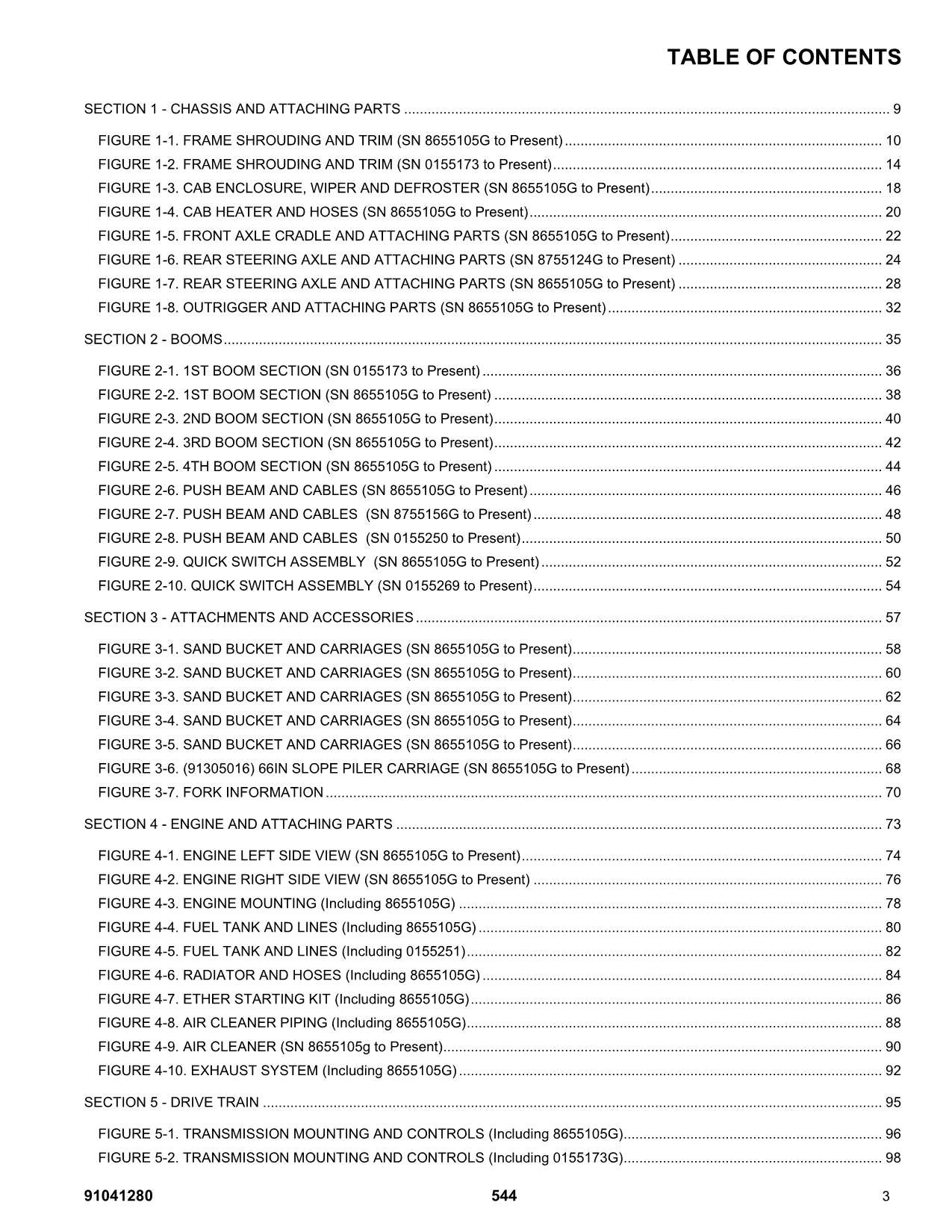 GRADALL JLG 544 Telehandler Parts Catalog Manual