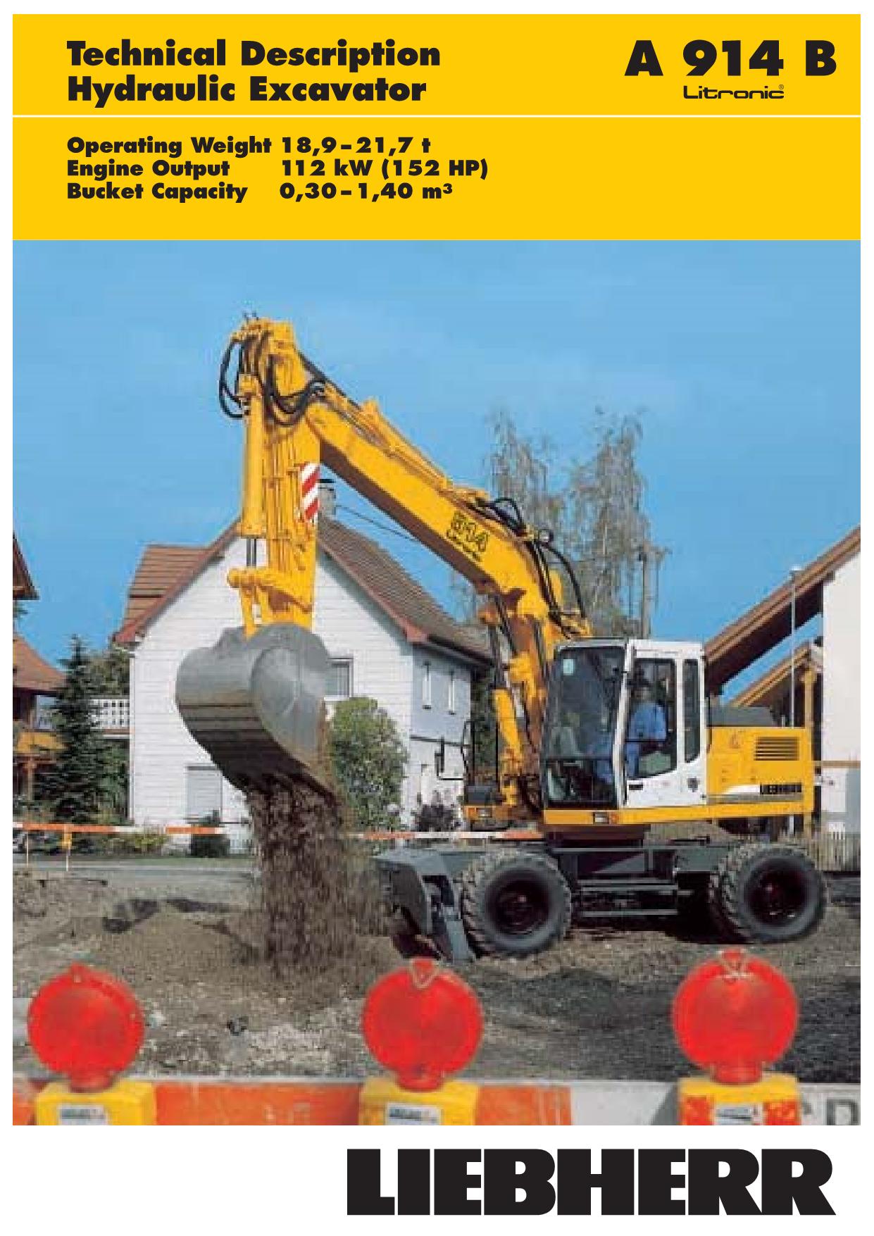 Liebherr A914 B Litronic Excavator Operators manual