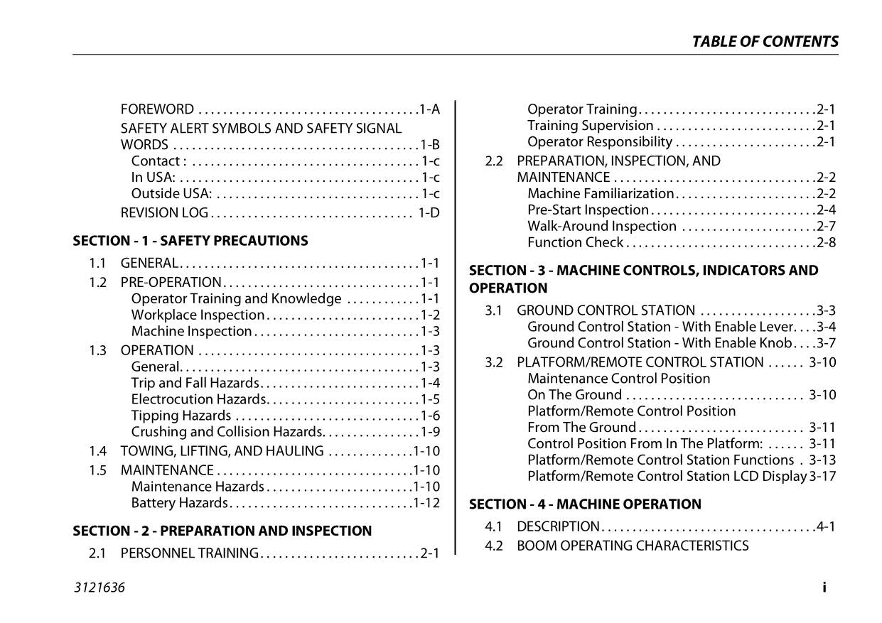 JLG X500AJ Compact Crawler Boom Maintenance Operation Operators Manual