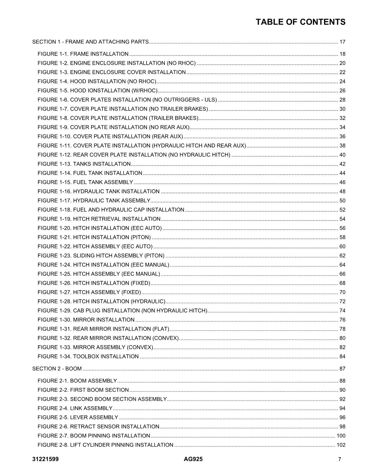 JLG 925 AG925 Telehandler Parts Catalog Manual