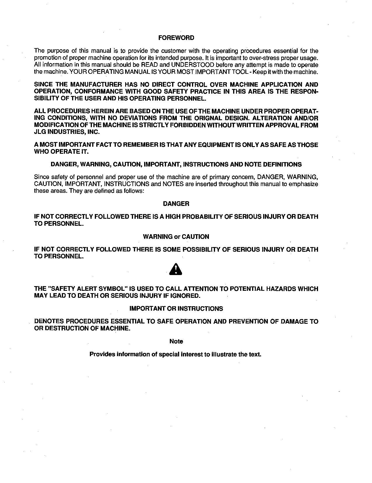 JLG CM1432 CM1432PLUS CM1732 CM2033 CM2046 Lift Operation Parts Service Manual