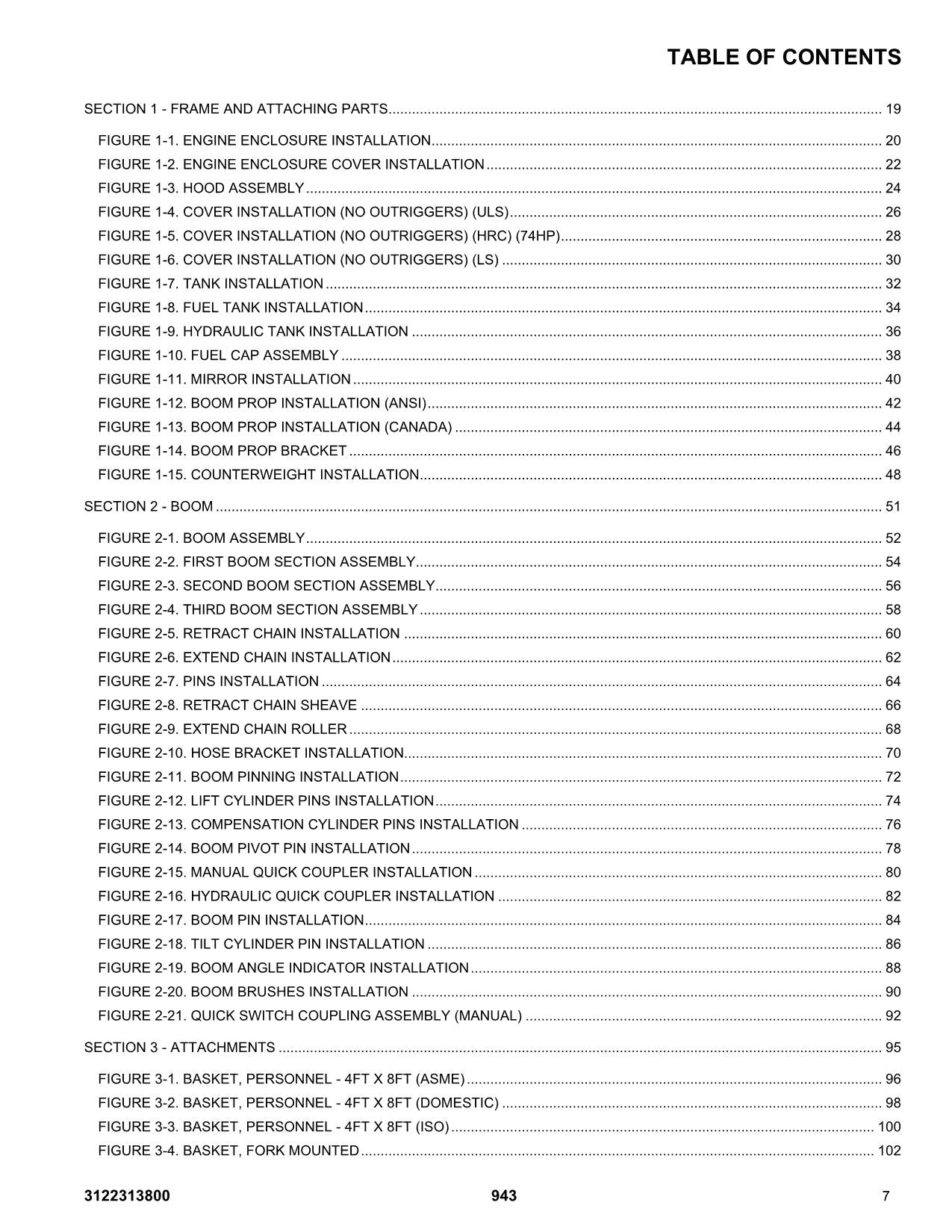 JLG 943 Telehandler Parts Catalog Manual