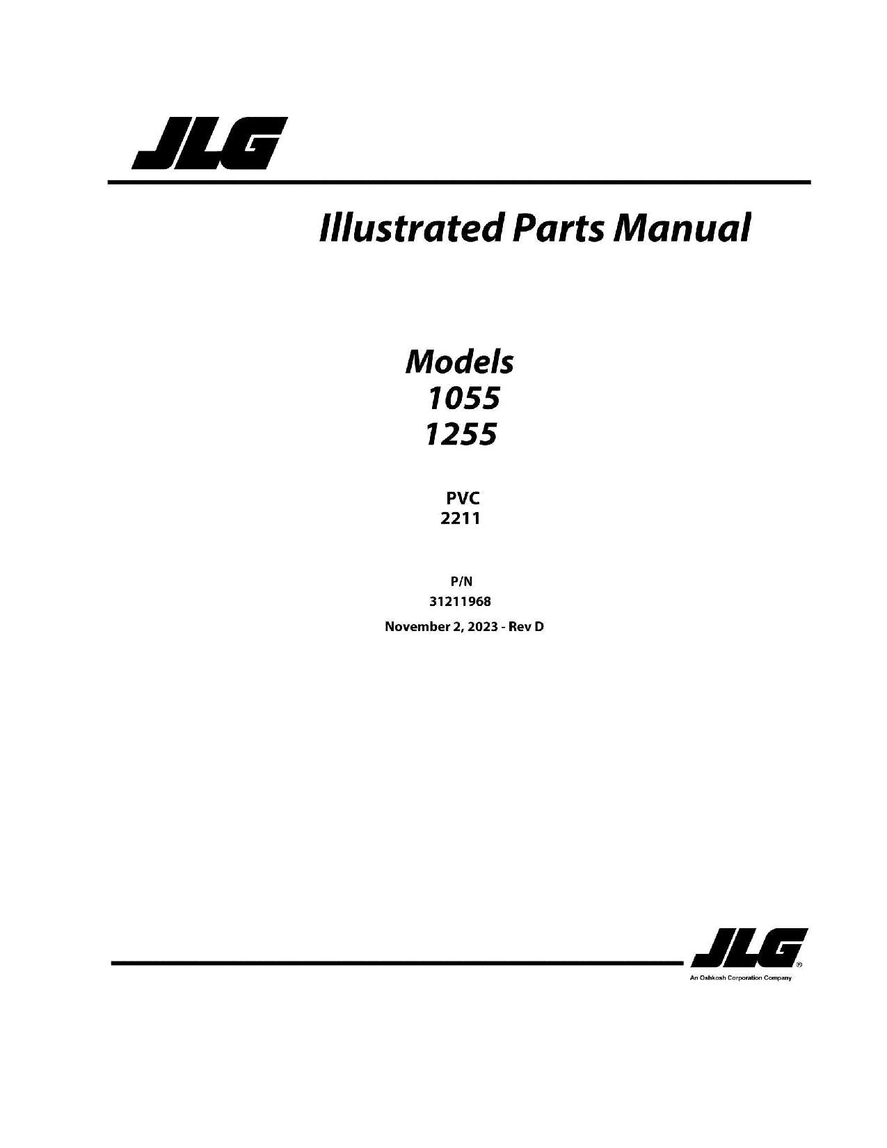 JLG 1055 1255 Telehandler  Parts Catalog Manual