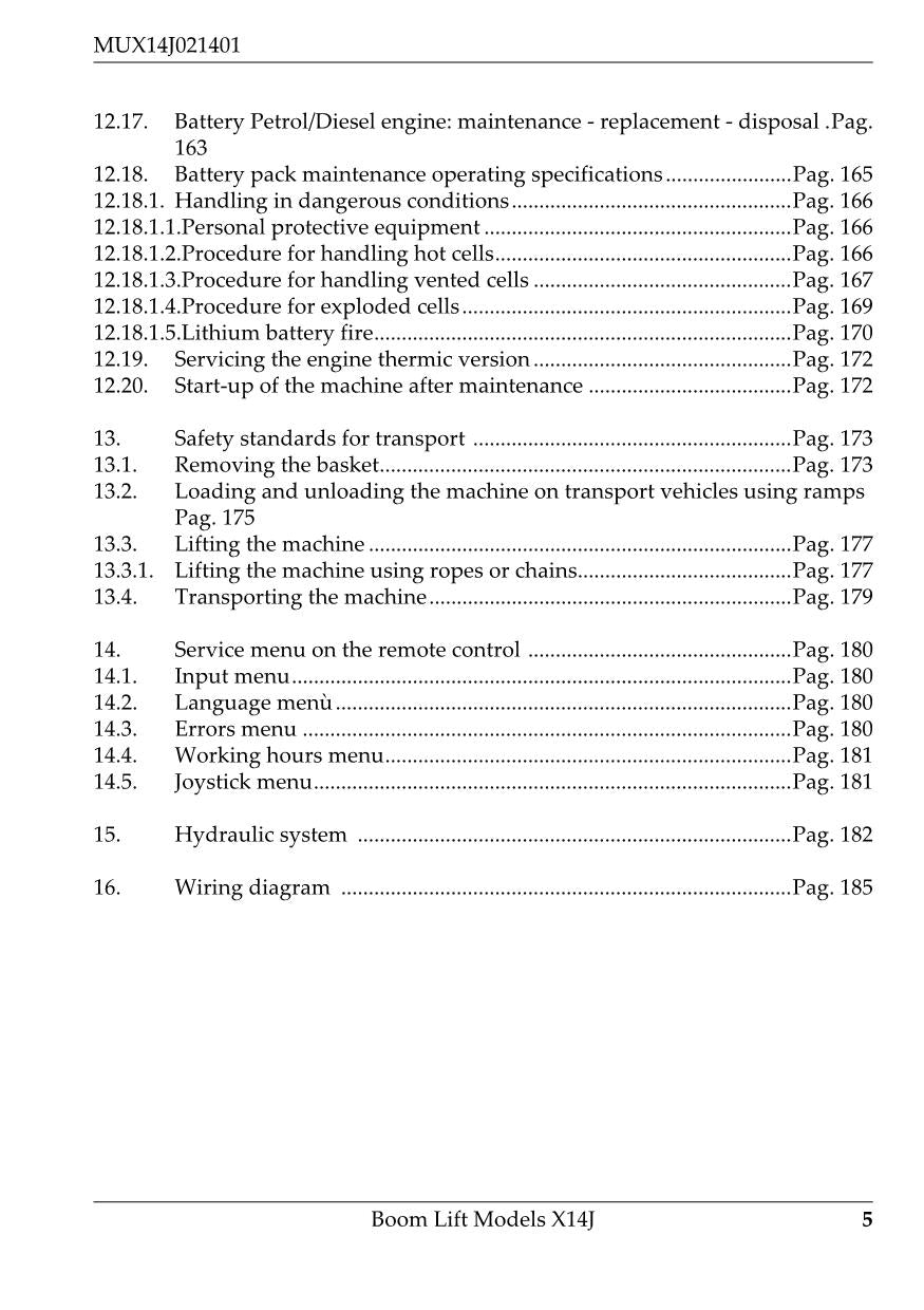 JLG X14J Compact Crawler Boom Maintenance Operation Operators Manual