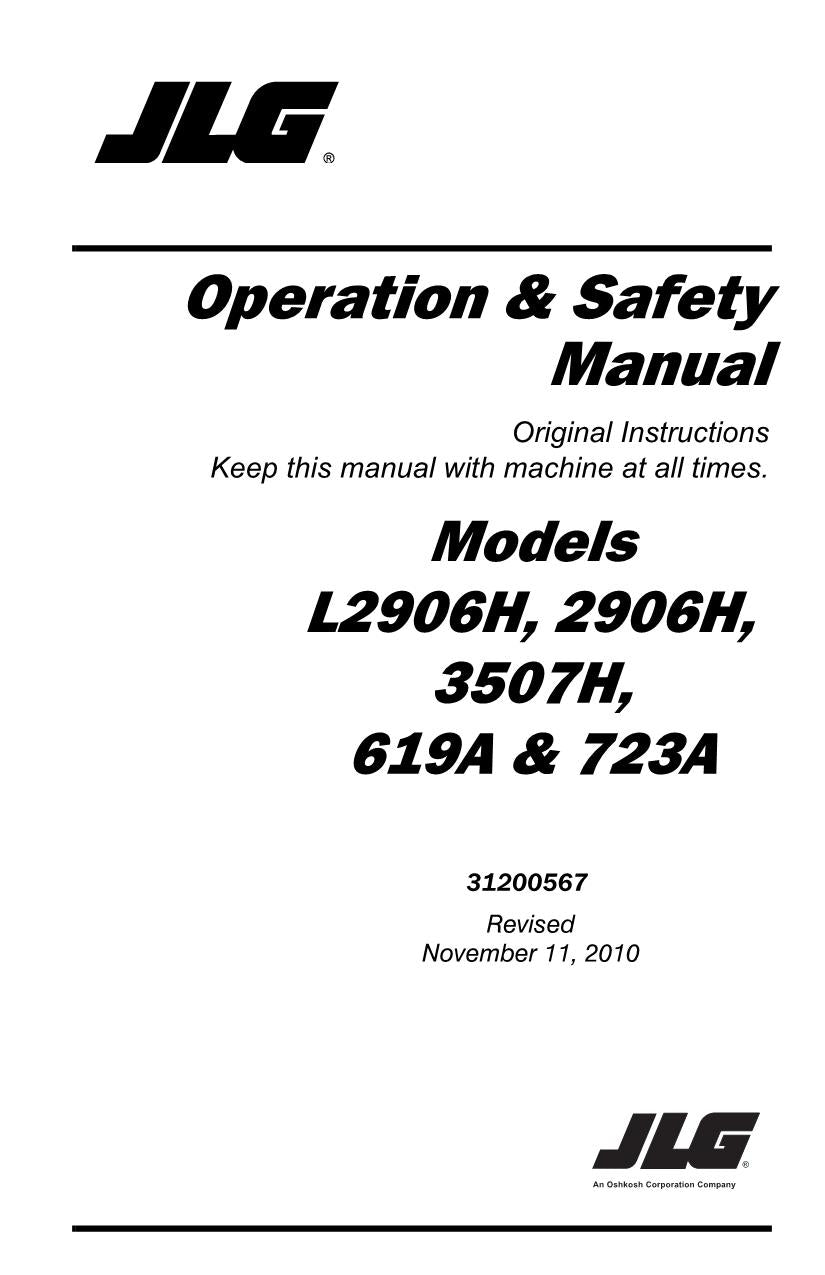 JLG 2906H 3507H 619A 723A L2906H Telehandler Operators Manual