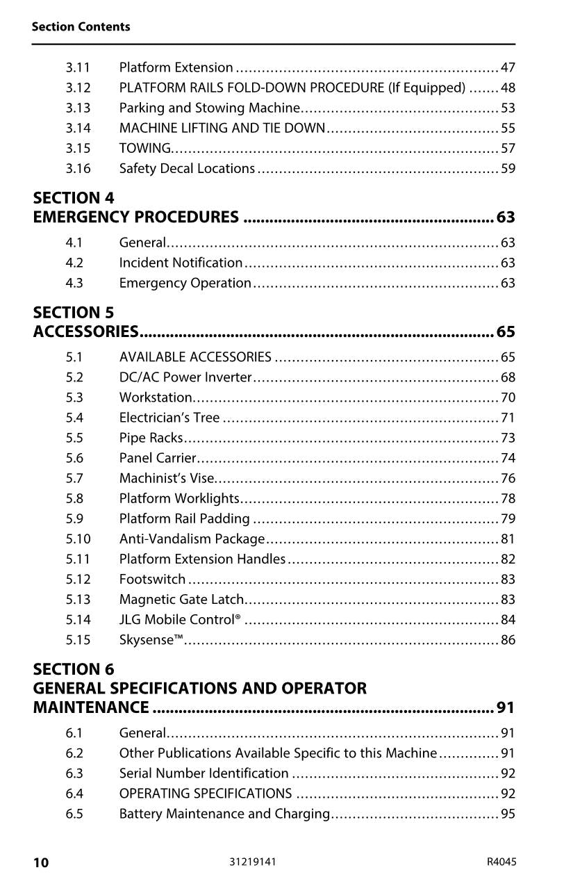 JLG R4045 Scissor Lift Maintenance Operation Operators Manual 31219141