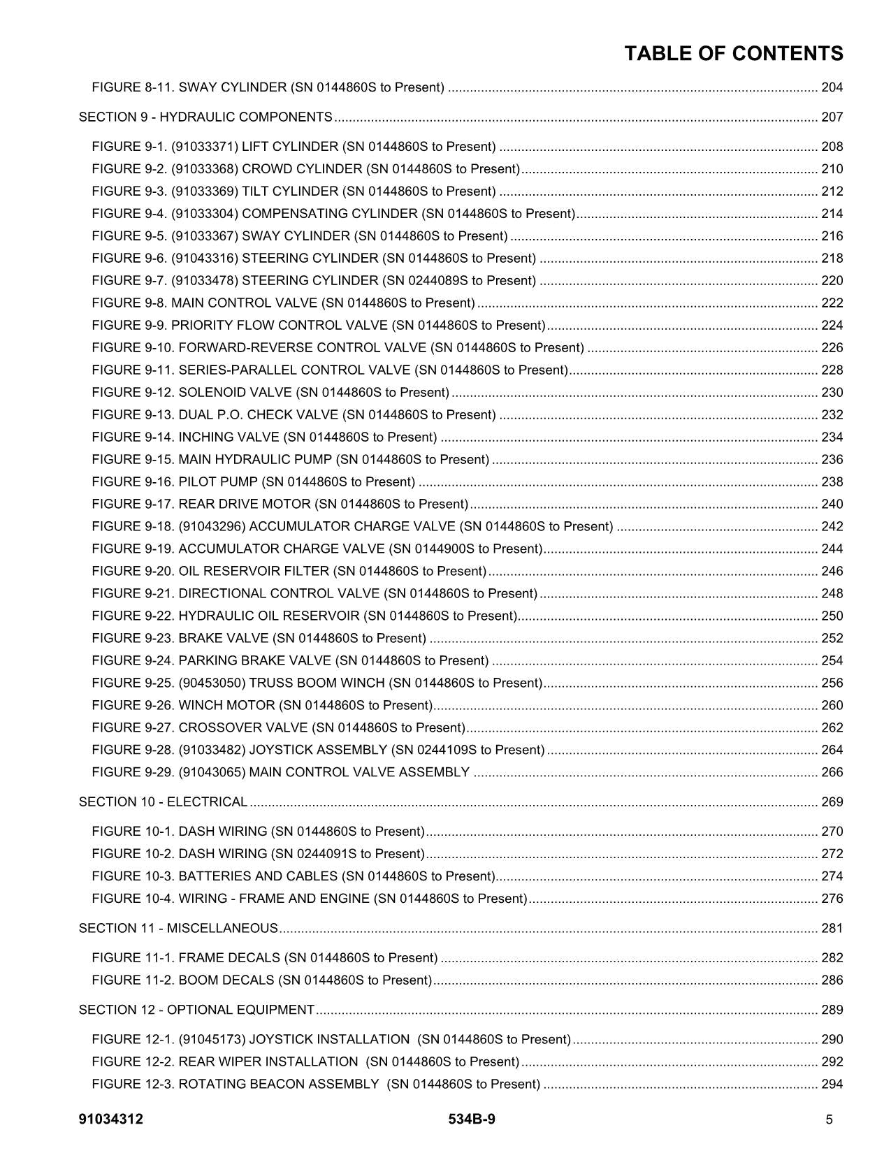 GRADALL JLG 534B-9 Telehandler Parts Catalog Manual