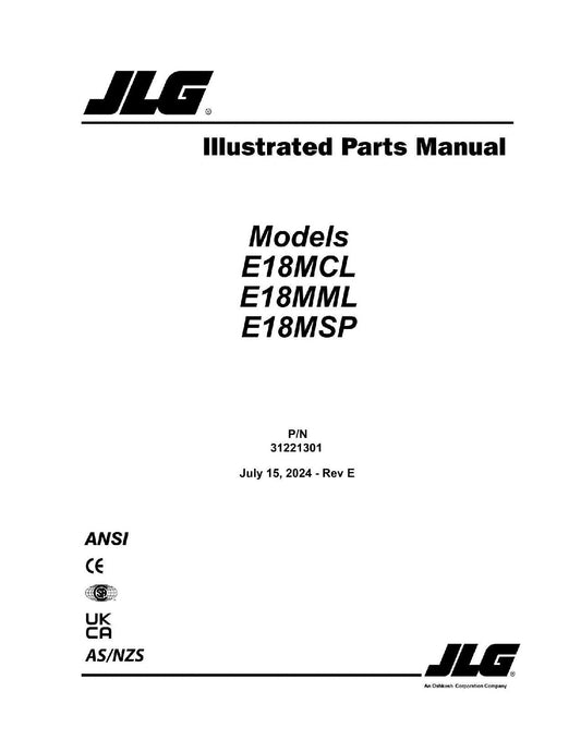 JLG E18MCL E18MML E18MSP Vertical Mast Parts Catalog Manual 31221301