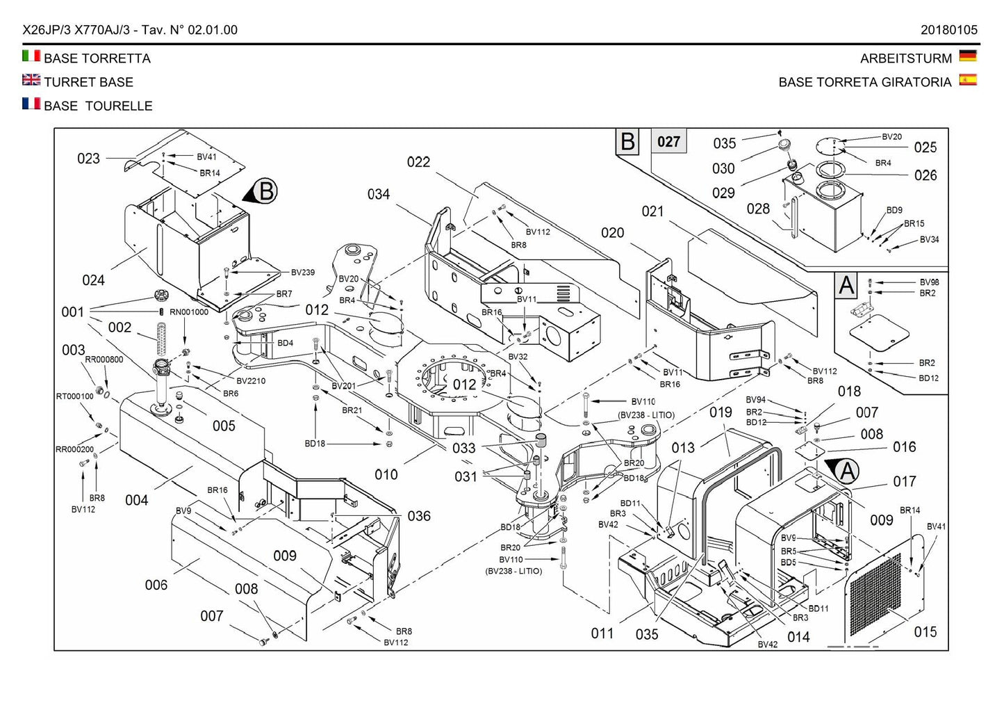 JLG GEN 3 X26JP GEN 3 X770AJ Compact Crawler Boom Parts Catalog Manual