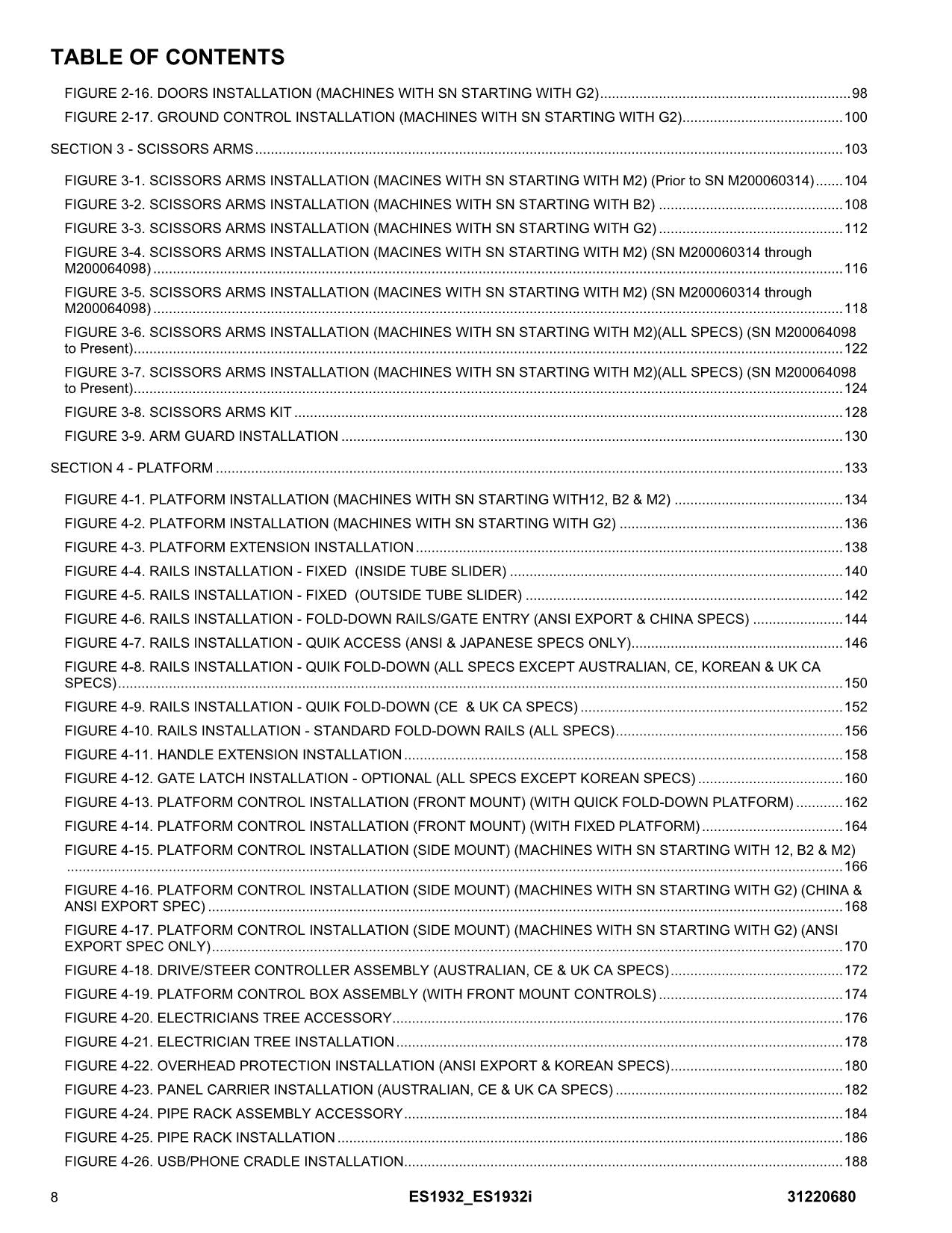 JLG ES1932 ES1932i Vertical Mast Parts Catalog Manual