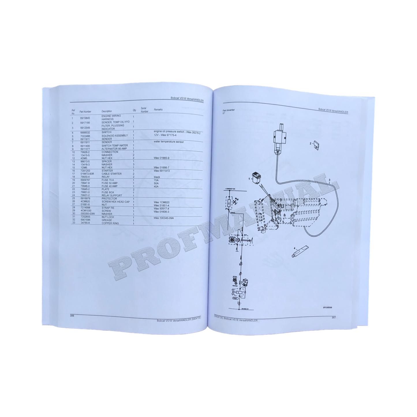 Bobcat V518 VersaHandler Parts Catalog Manual 367612001- 367712001-