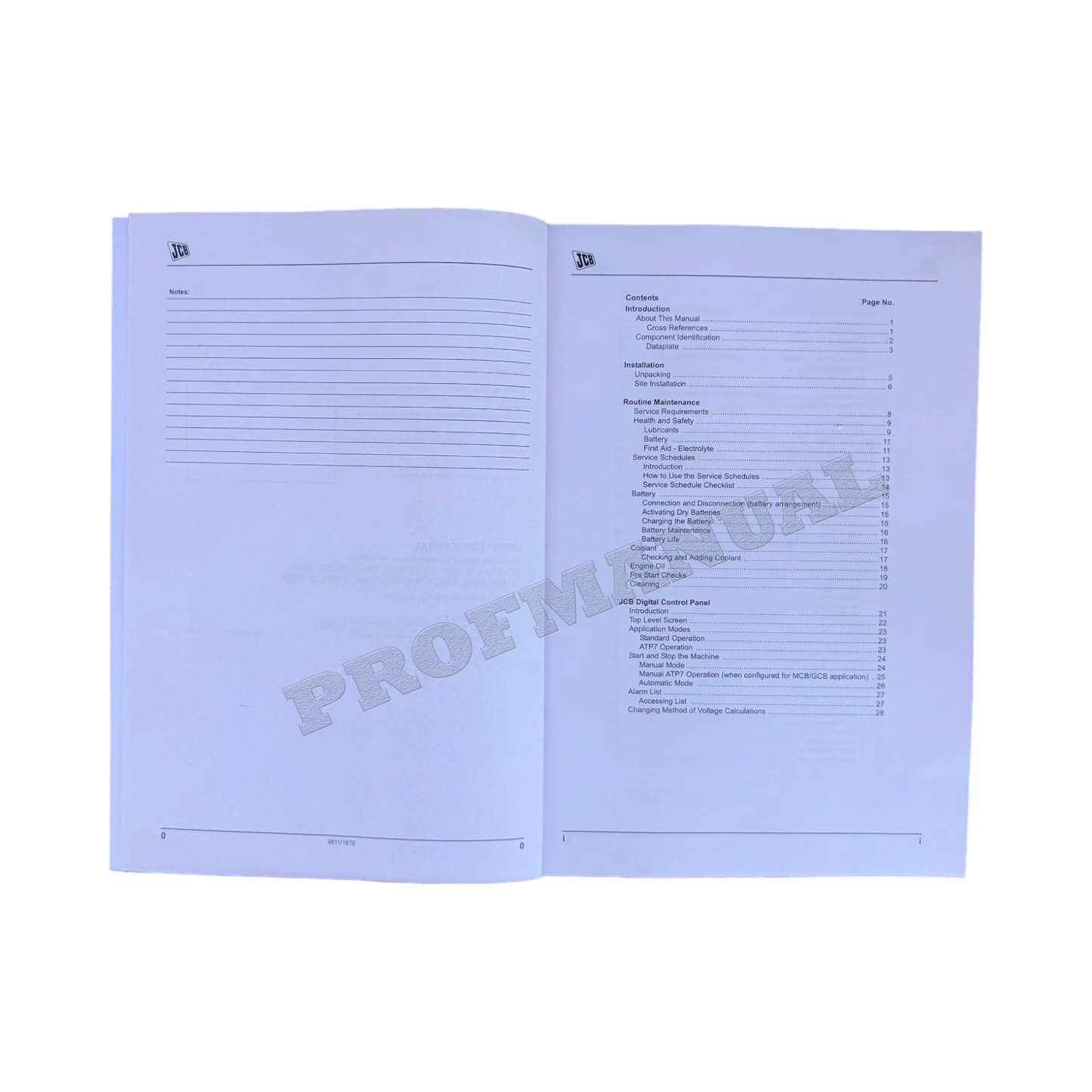 JCB G88QX G110X G110QX G120X G120QX GENERATOR Operators Manual