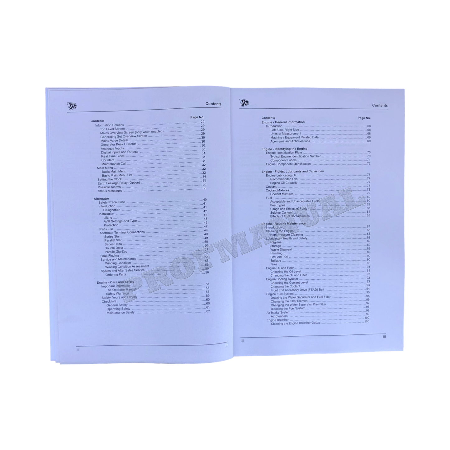 JCB G88QX G110X G110QX G120X G120QX GENERATOR Operators Manual