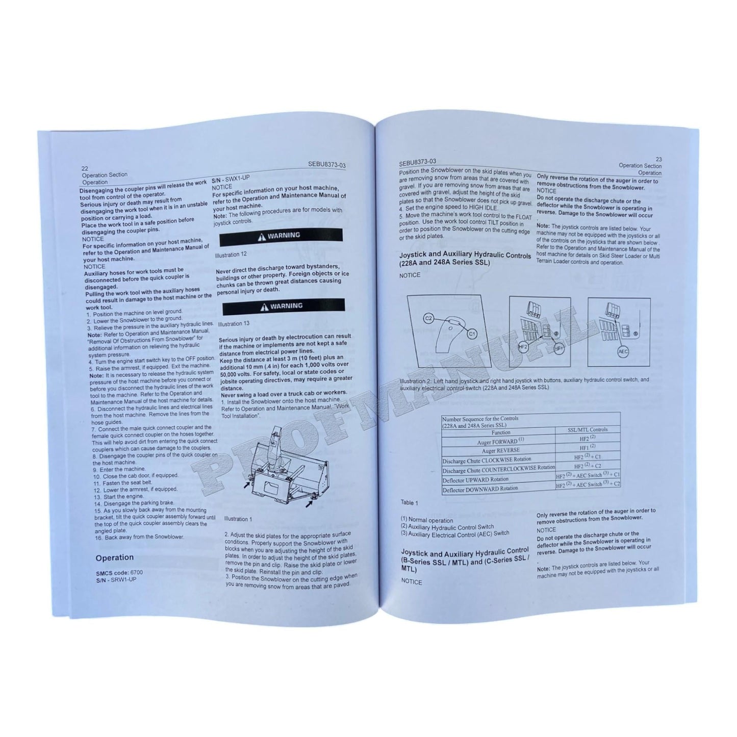 Caterpillar SR117 SR118 SR121 SR318 SR321 Snow Blower Operators Maintenance Manual