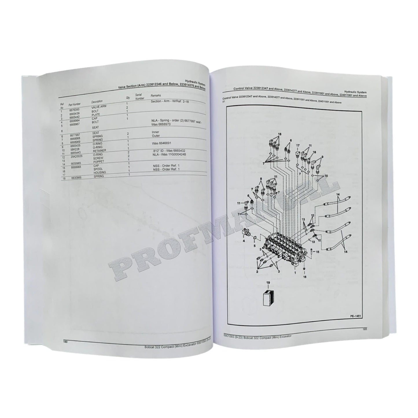 Bobcat 322 Excavator Parts Catalog Manual 223511001- 223811001- 223911001-