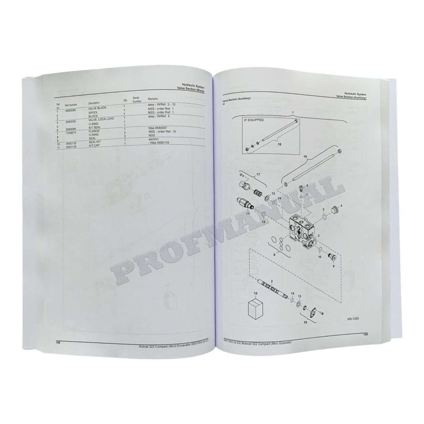 Bobcat 322 Excavator Parts Catalog Manual 223511001- 223811001- 223911001-