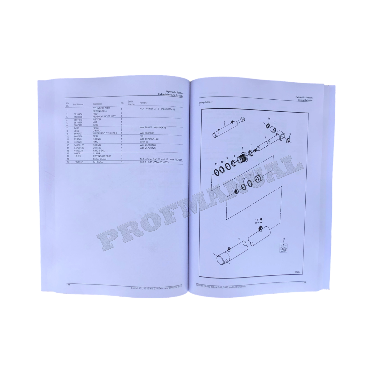 Bobcat 331 334 Excavator Parts Catalog Manual