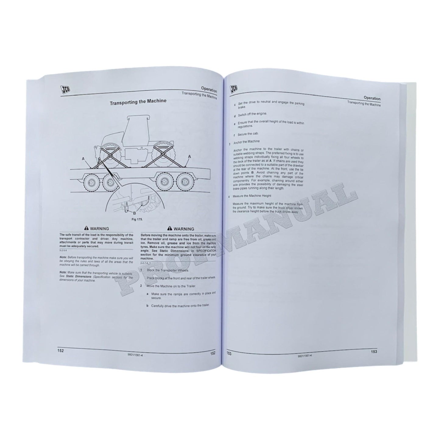 JCB 3170 3200 3230 FASTRAC Tractor Operators Manual