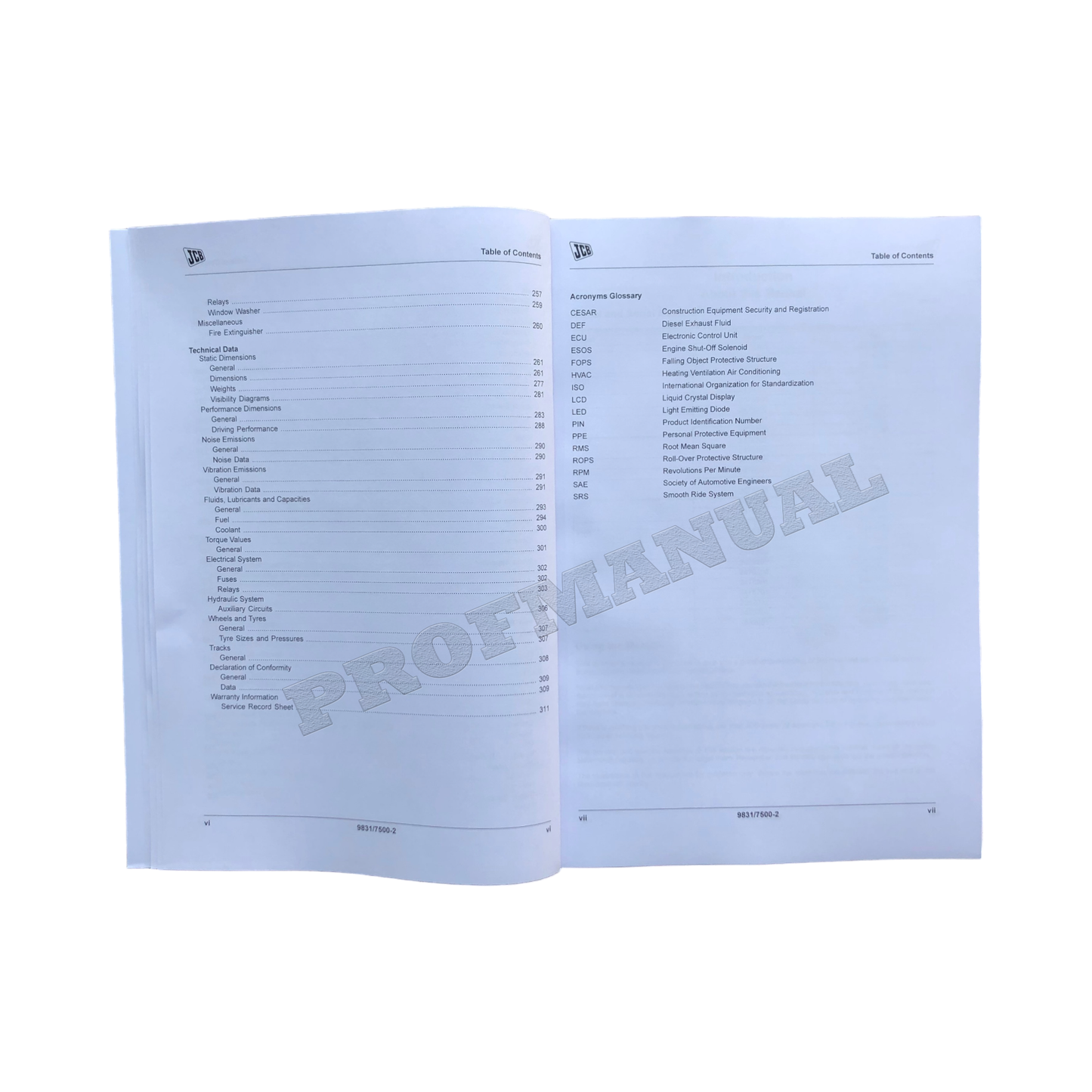 JCB 325T 330 3TS-8T 3TS-8W Skid Steer Loader Operators Manual 9831_7500