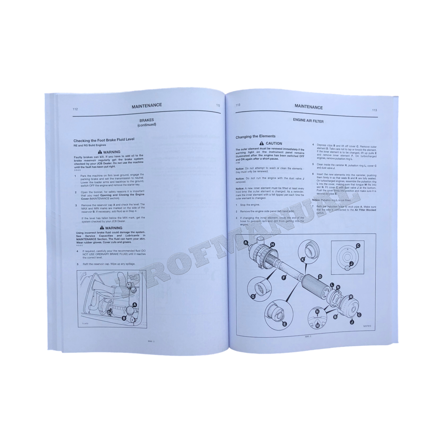 JCB 214 215 215E 217 Backhoe Loader Operators Manual