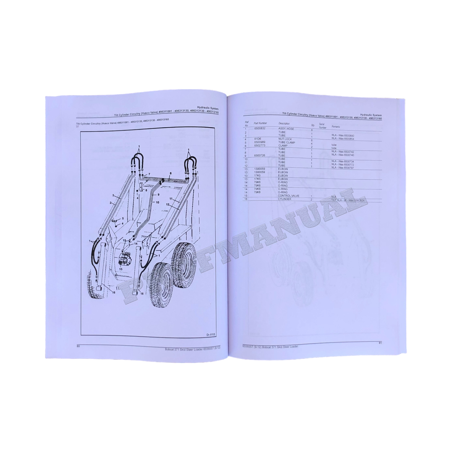 Bobcat 371 Skid Steer Loader Parts Catalog Manual