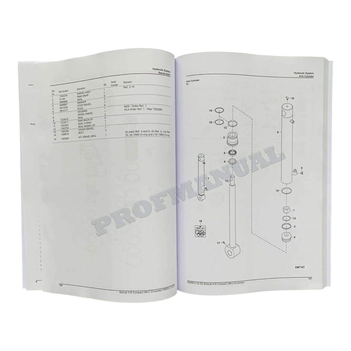 Bobcat 418 Excavator Parts Catalog Manual B39211001-