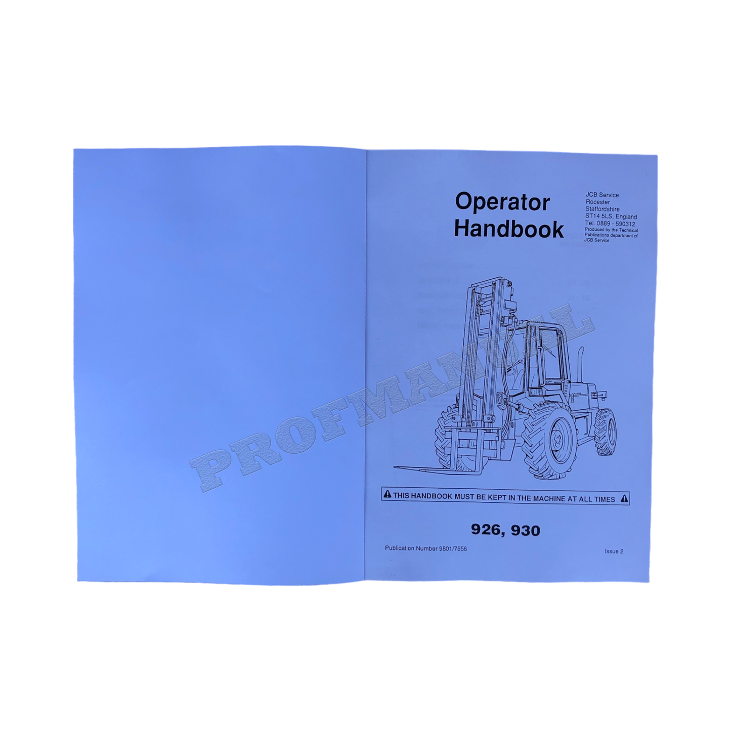 JCB 926 930 Rough Terrain Fork Lift Operators Manual 9801_7556